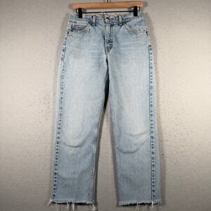 Vintage Levis 505 Men Regular Fit Straight Leg Jeans Light Wash Orange Tab 30x25